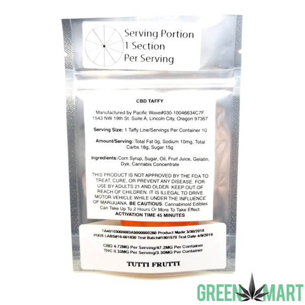 Pacific Wave CBD Taffy - Tutti Frutti