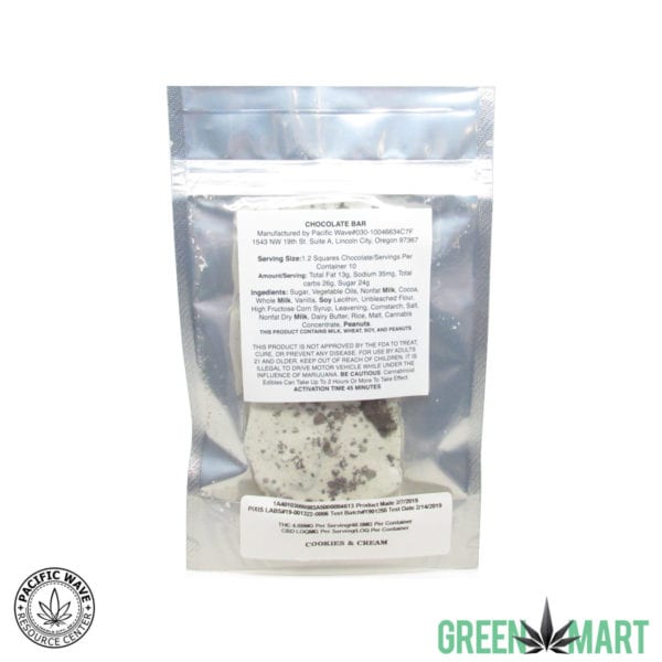 Pacific Wave Edibles - THC Cookies n Cream Bar