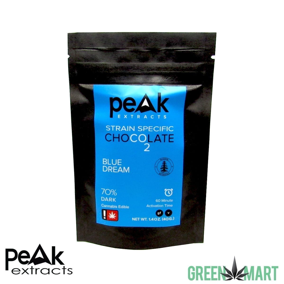 Peak Extracts THC Dark Chocolate Bar - Blue Dream