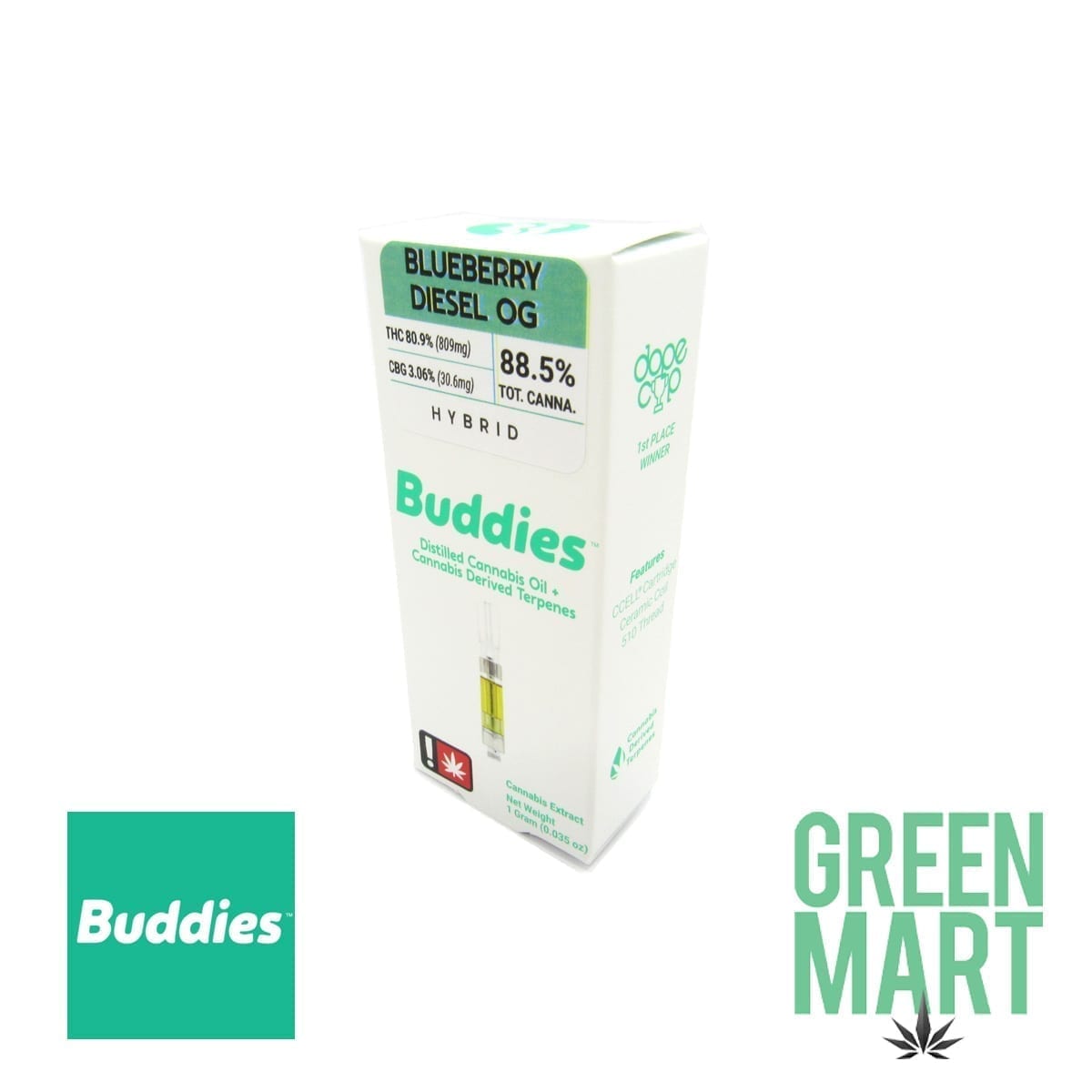 Buddies Brand Distillate Cartridge - Blueberry Diesel OG | Green Mart ...