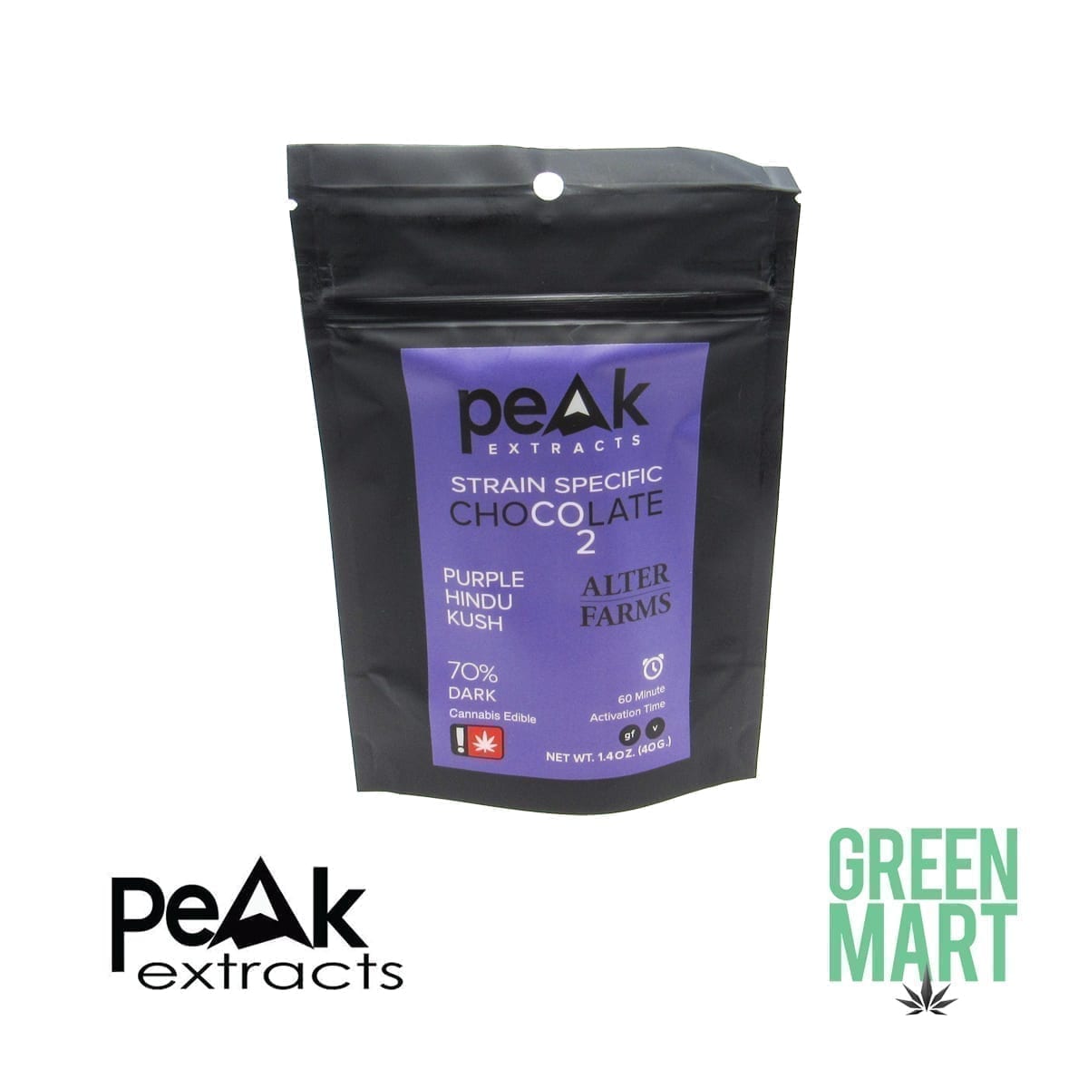 Peak Extracts Purple Hindu Kush Dark Chocolate Front