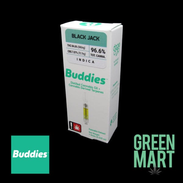 Buddies Brand Distillate Cartridge - Black Jack Front