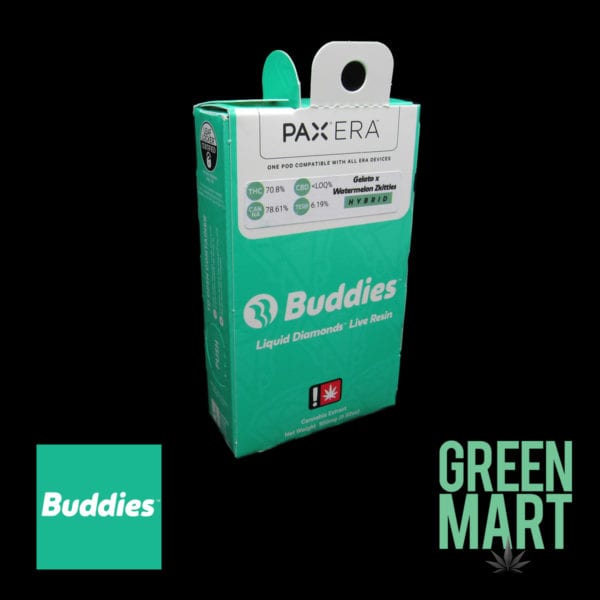 Buddies Brand Pax Pods - Gelato x Watermelon Skittles Live Resin Front