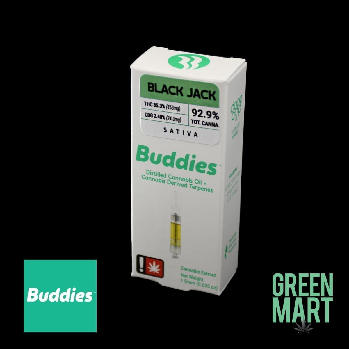 Buddies Brand Distillate Cartridge - Black Jack