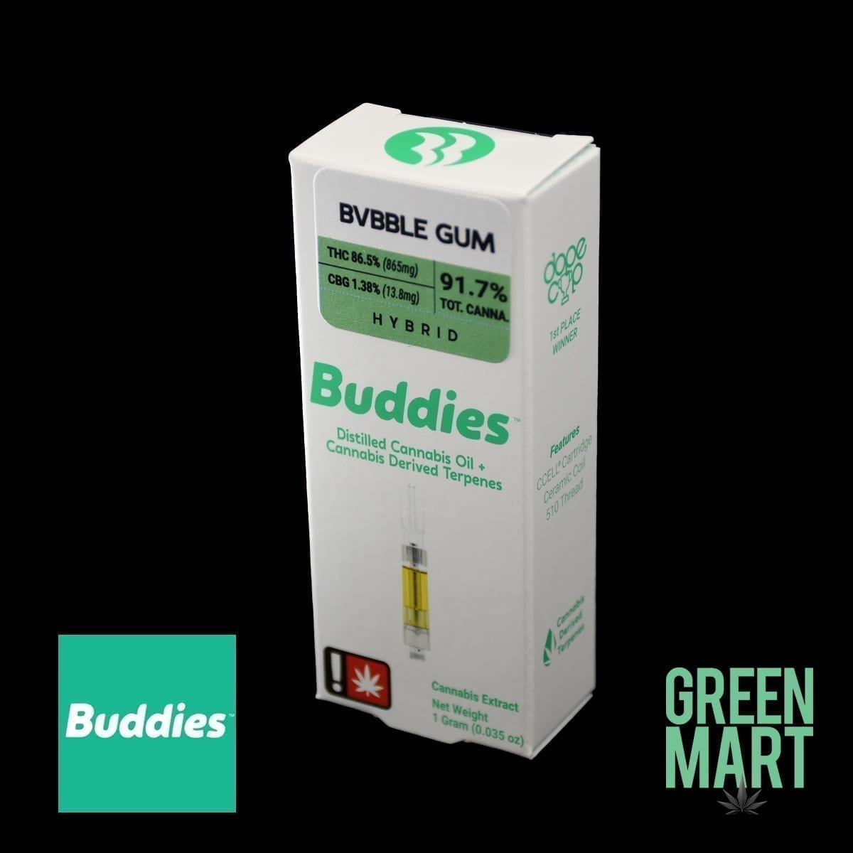 Buddies Brand Distillate Cartridge - Bubble Gum Full Gram