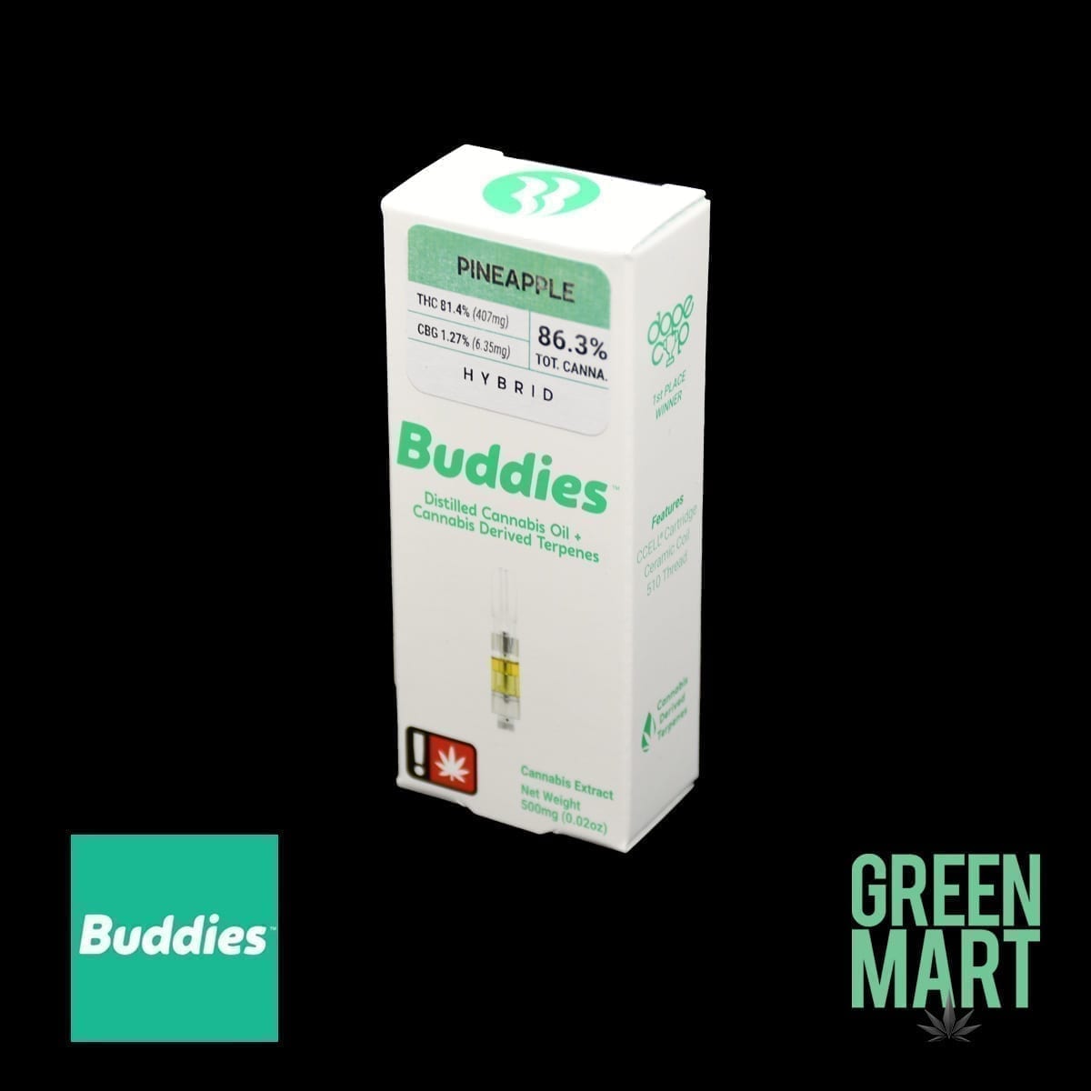 Buddies Distillate Cartridges - Pineapple Half Gram