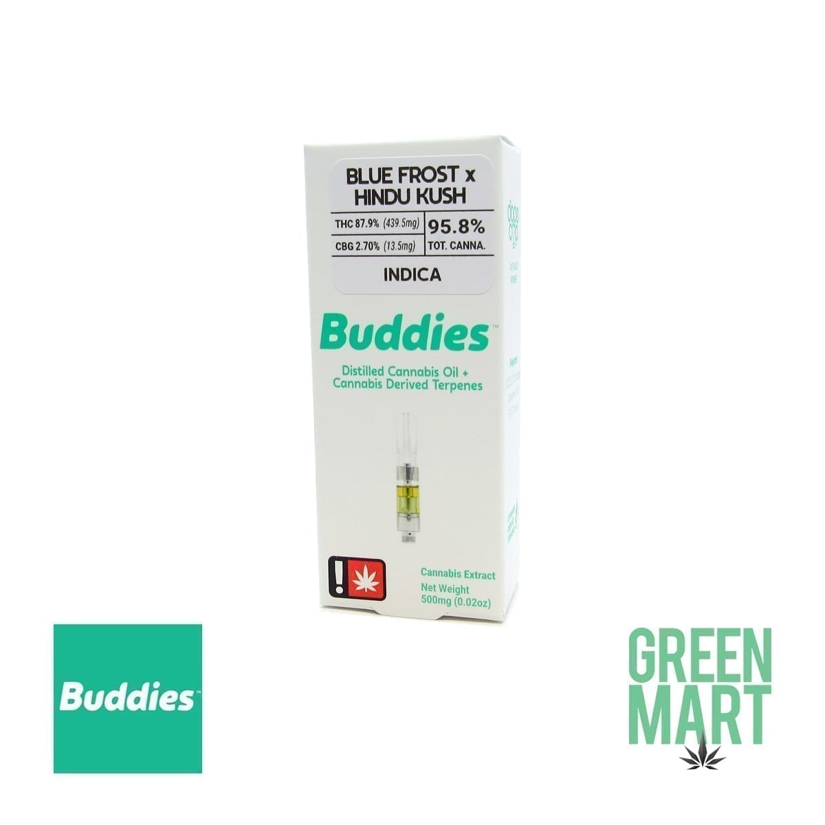 Buddies Brand Distillate Cartridge - Blue Frost X Hindu Kush