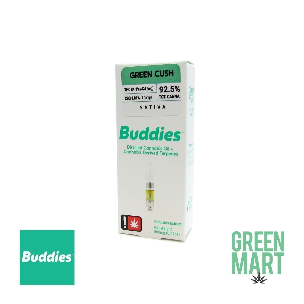 Buddies Brand Distillate Cartridge - Green Cush