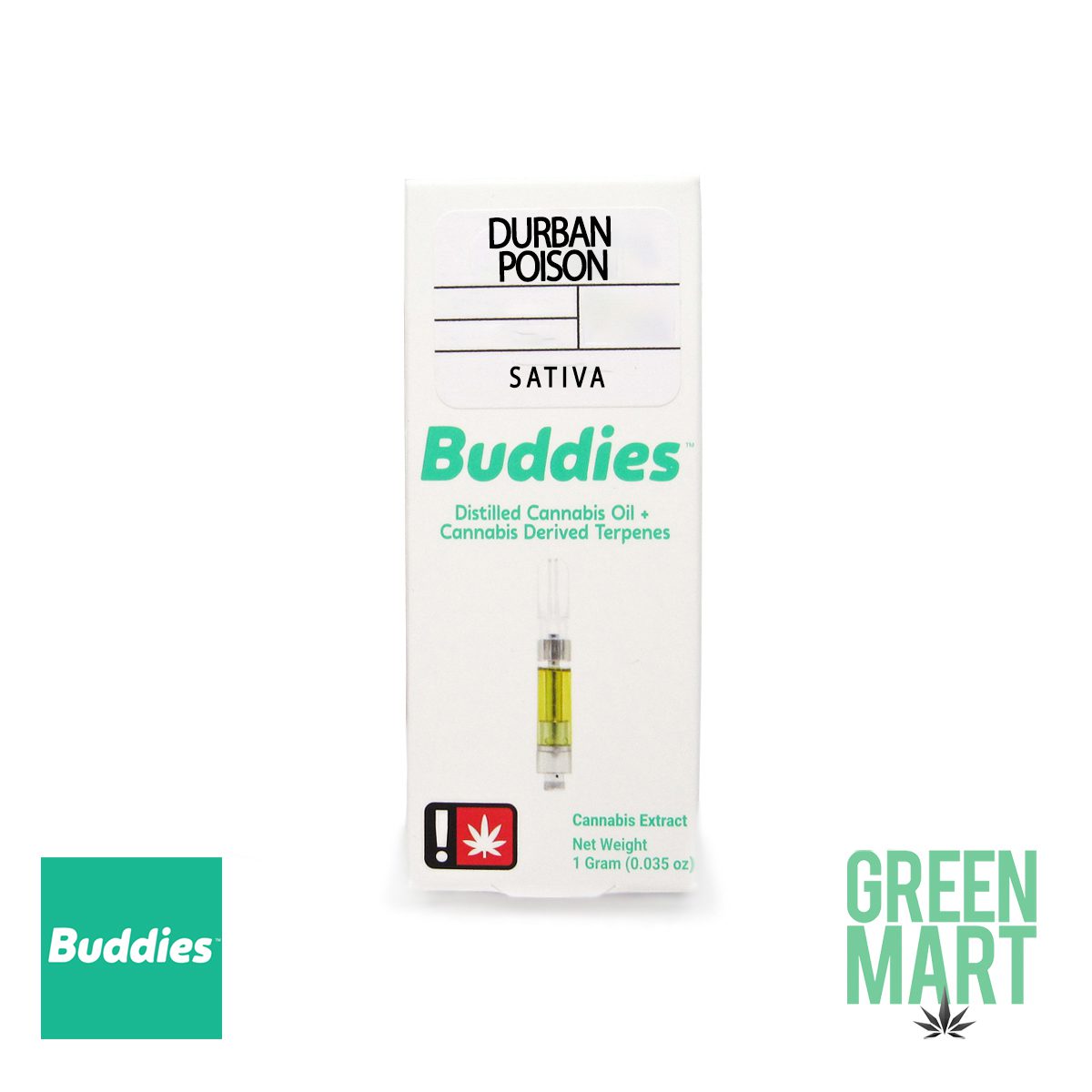Buddies Vape Cartridge Durban Poison Sativa