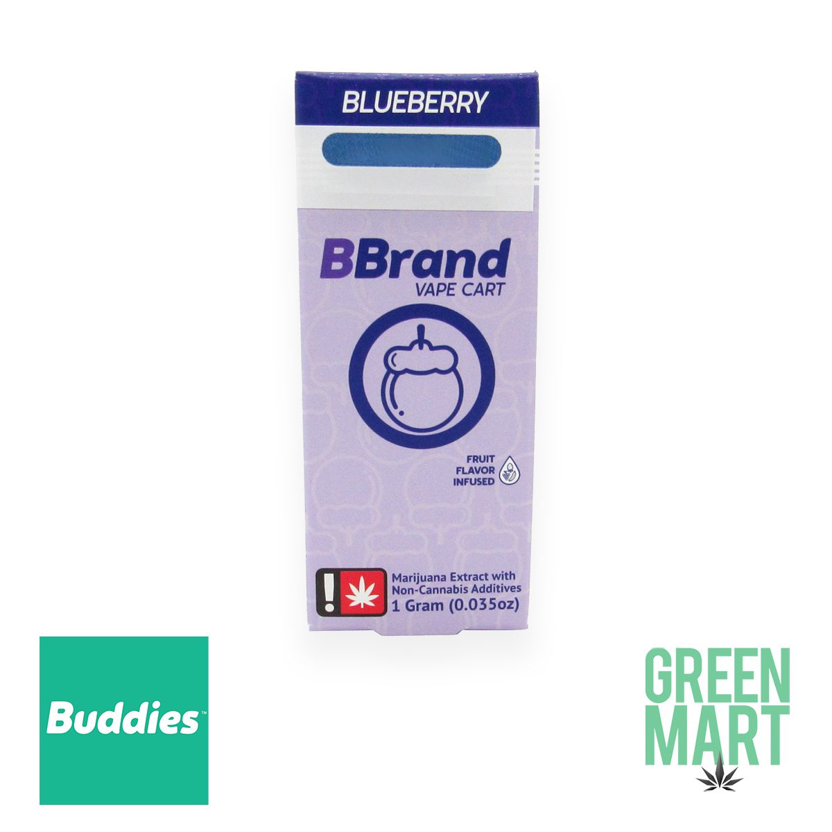 Buddies BBrand Blueberry Flavored Vape Cartridge