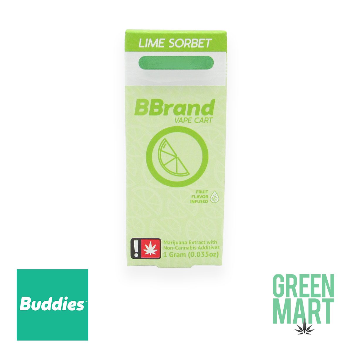 Buddies BBrand Lime Sorbet Flavored Vape Cartridge