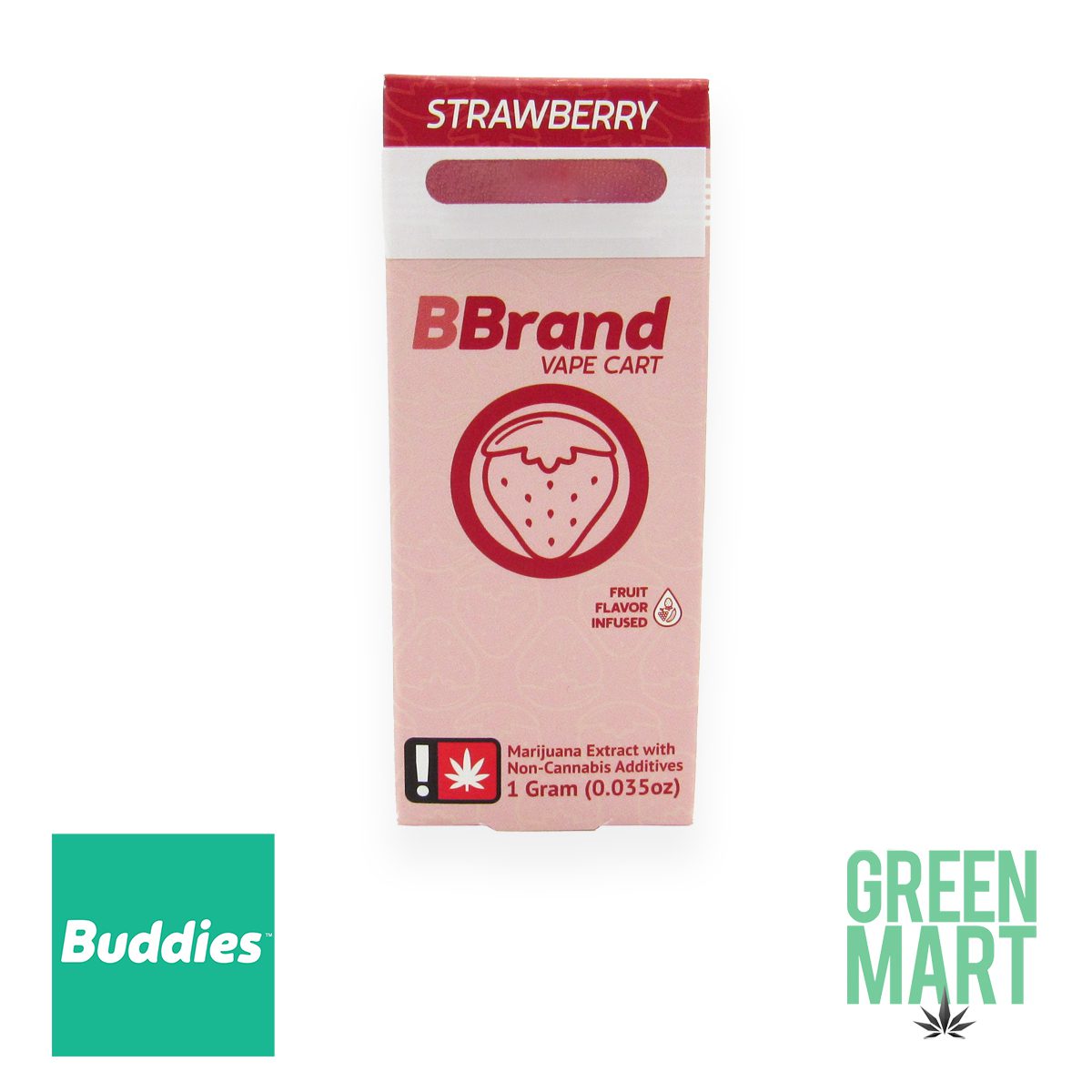 Buddies BBrand Strawberry Flavored Vape Cartridge